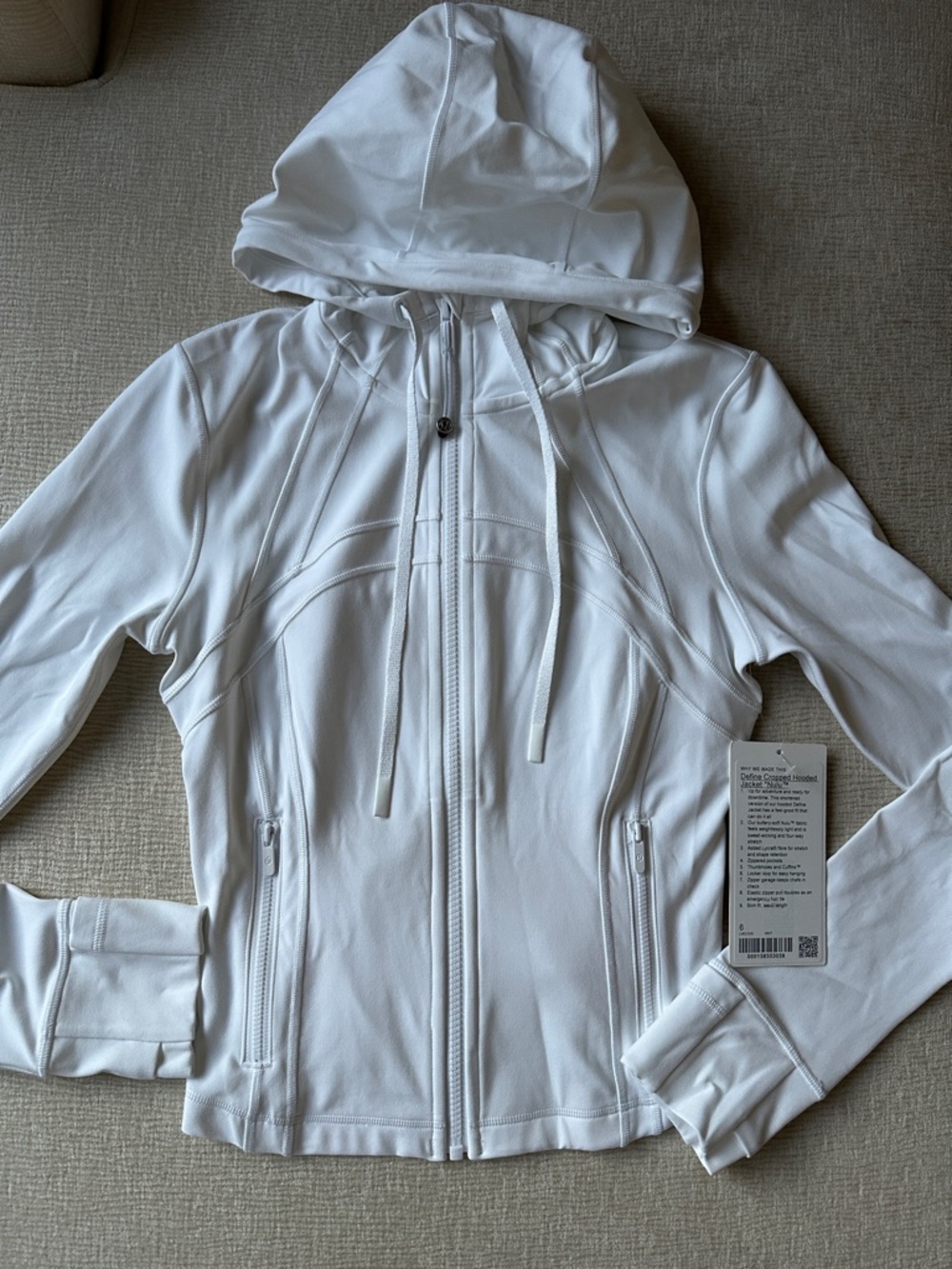 lululemon athletica White Define Cropped Hooded Jacket NULU